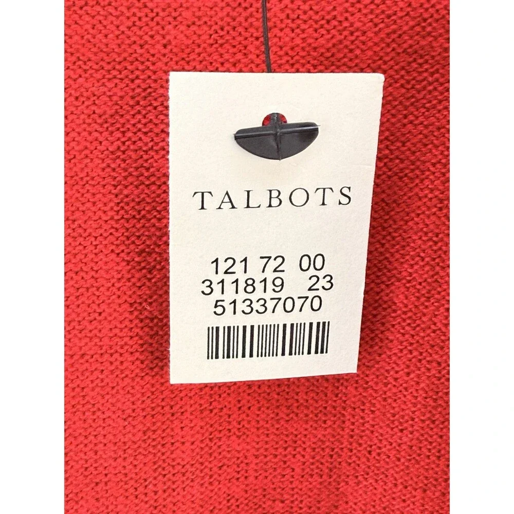 New Talbots Women Cardigan Sweater Sz L Open Knit Red Pop $89 - Picture 5 of 13